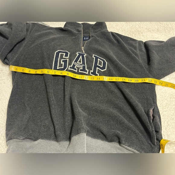 Y2K GAP Spellout Sweatshirt Mens Size L Gray Terry 1/4 Zip Preppy Trendy College - Picture 6 of 8